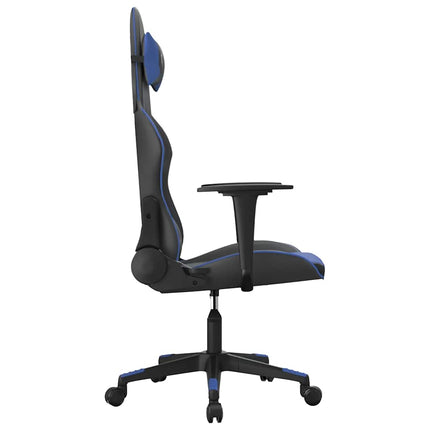 Gamingstol med massage svart och blå konstläder