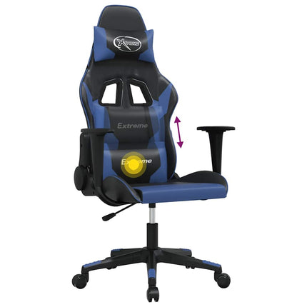 Gamingstol med massage svart och blå konstläder