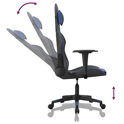 Gamingstol med massage svart och blå konstläder