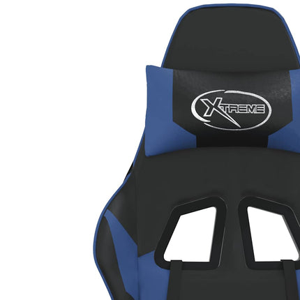 Gamingstol med massage svart och blå konstläder