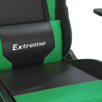 Gamingstol med massage svart och grön konstläder