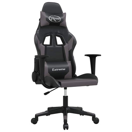 Gamingstol med massage svart och grå konstläder