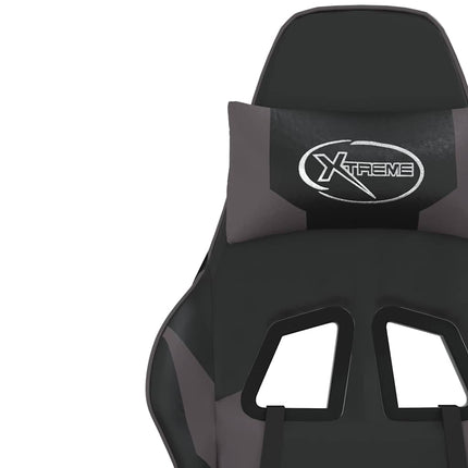 Gamingstol med massage svart och grå konstläder
