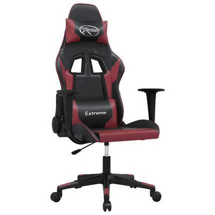Gamingstol med massage svart och vinröd konstläder