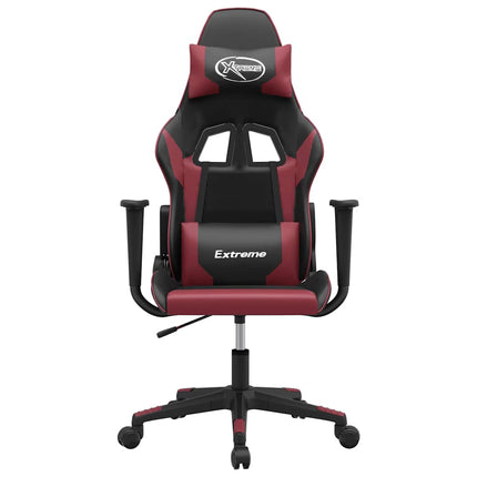 Gamingstol med massage svart och vinröd konstläder