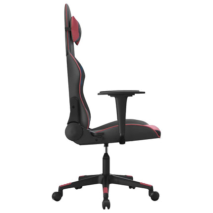 Gamingstol med massage svart och vinröd konstläder