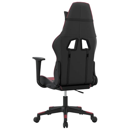 Gamingstol med massage svart och vinröd konstläder