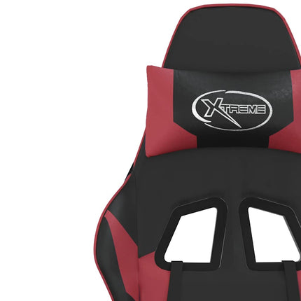 Gamingstol med massage svart och vinröd konstläder