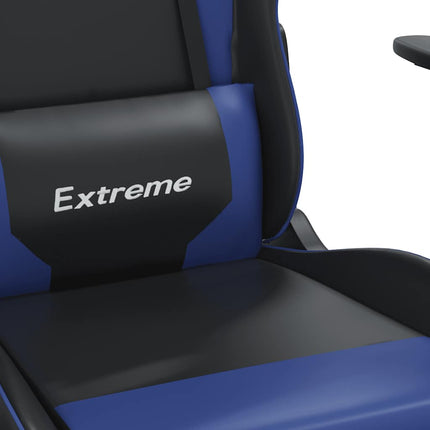 Gamingstol med massage och fotstöd svart och blå konstläder