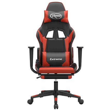 Gamingstol med massage och fotstöd svart och röd konstläder