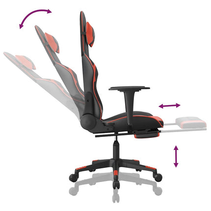 Gamingstol med massage och fotstöd svart och röd konstläder