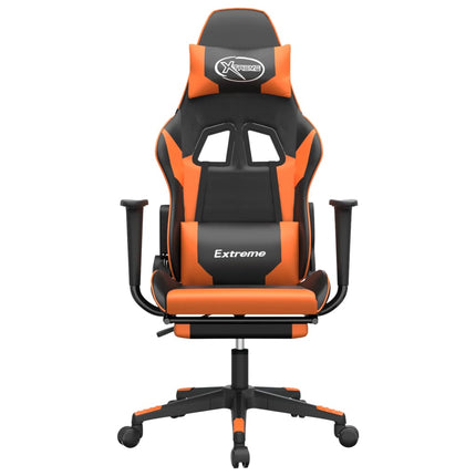 Gamingstol med massage och fotstöd svart och orange konstläder