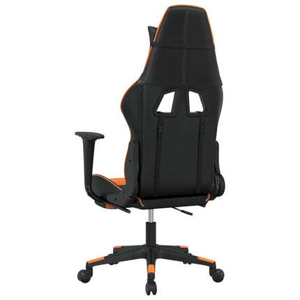 Gamingstol med massage och fotstöd svart och orange konstläder