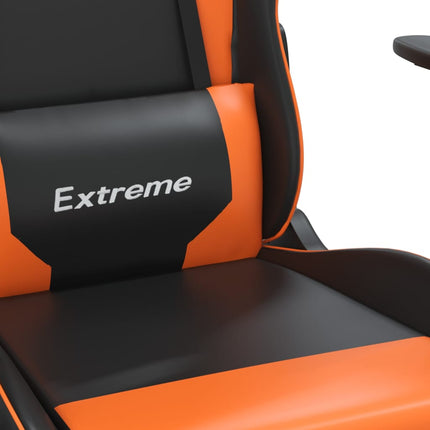 Gamingstol med massage och fotstöd svart och orange konstläder