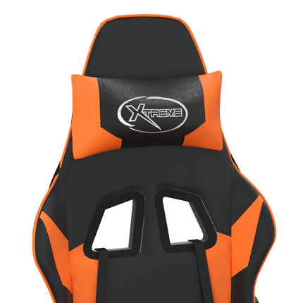 Gamingstol med massage och fotstöd svart och orange konstläder
