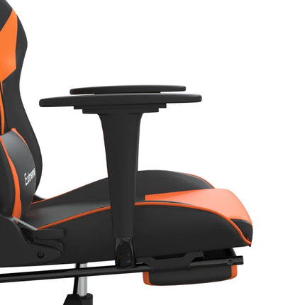 Gamingstol med massage och fotstöd svart och orange konstläder