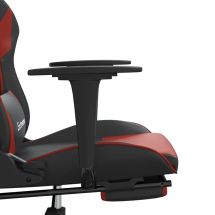 Gamingstol med massage och fotstöd svart och vinröd konstläder