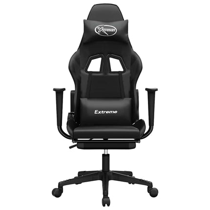 Gamingstol med massage och fotstöd svart konstläder
