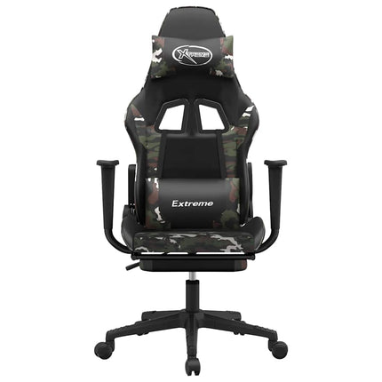 Gamingstol med massage och fotstöd svart kamouflage konstläder