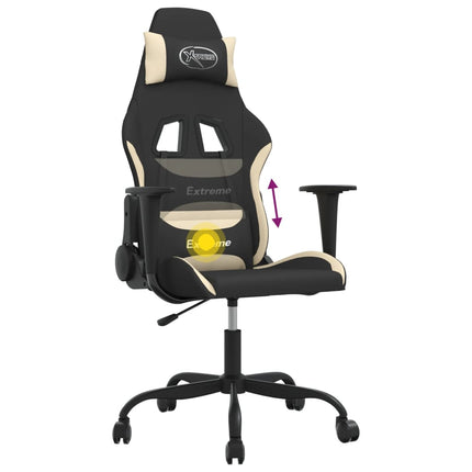 Gamingstol med massage svart och gräddvit tyg
