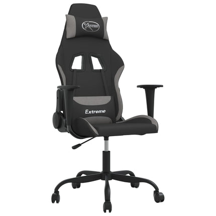 Gamingstol med massage svart och ljusgrå tyg