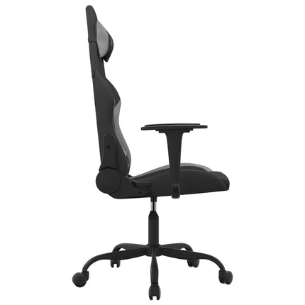 Gamingstol med massage svart och ljusgrå tyg