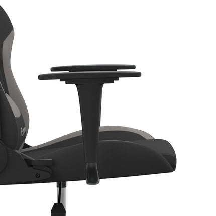 Gamingstol med massage svart och ljusgrå tyg