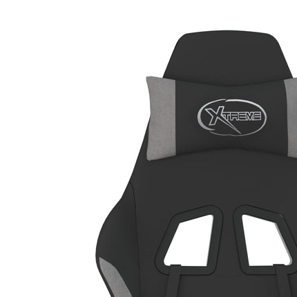 Gamingstol med massage svart och ljusgrå tyg