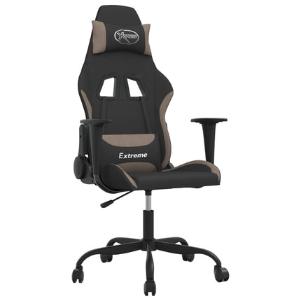 Gamingstol med massage svart och taupe tyg