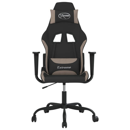 Gamingstol med massage svart och taupe tyg