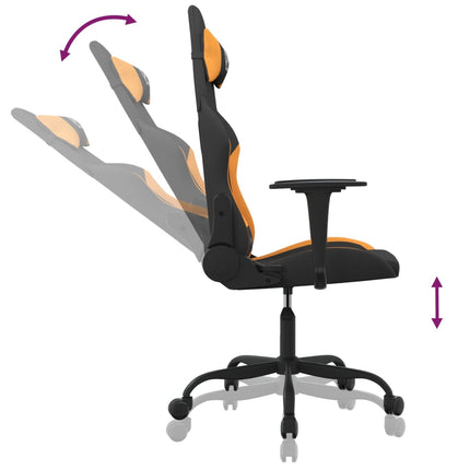 Gamingstol med massage svart och orange tyg