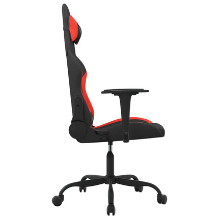 Gamingstol med massage svart och röd tyg