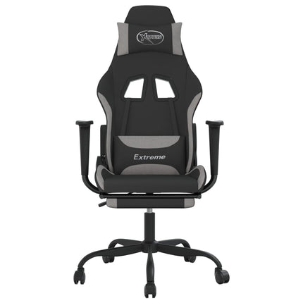 Gamingstol med fotstöd och massage svart och ljusgrå tyg