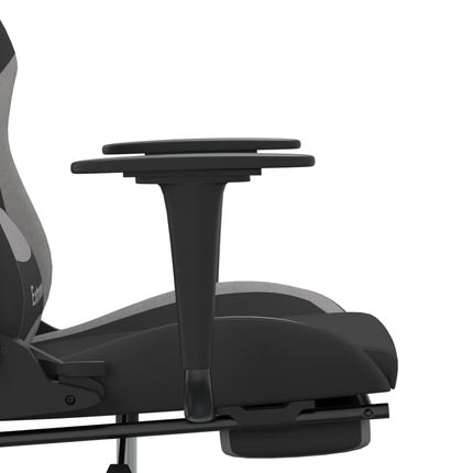 Gamingstol med fotstöd och massage svart och ljusgrå tyg