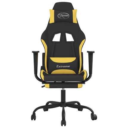 Gamingstol med fotstöd och massage svart och gul tyg
