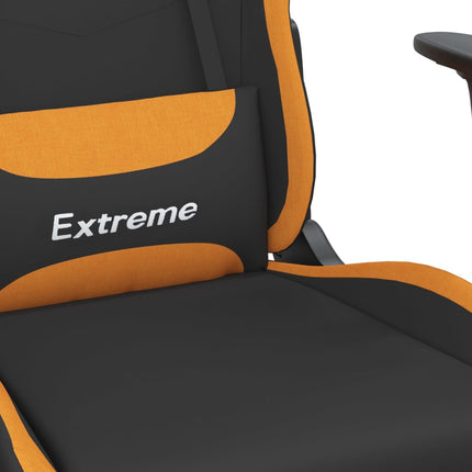 Gamingstol med fotstöd och massage svart och orange tyg