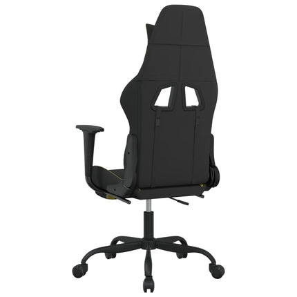 Gamingstol med fotstöd och massage svart och ljusgrön tyg