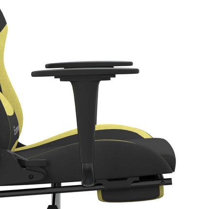 Gamingstol med fotstöd och massage svart och ljusgrön tyg