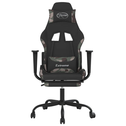 Gamingstol med fotstöd och massage svart och kamouflage tyg