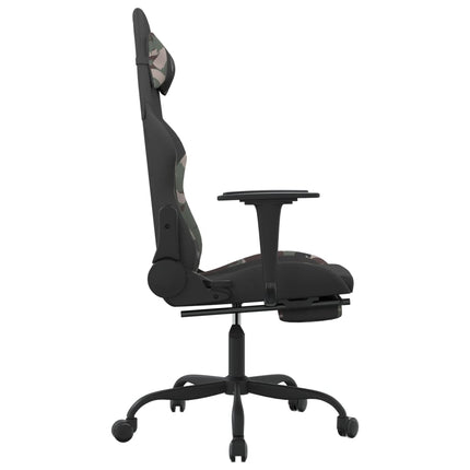 Gamingstol med fotstöd och massage svart och kamouflage tyg