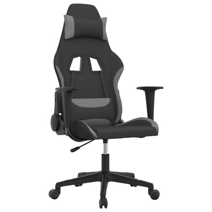 Gamingstol med massage svart och ljusgrå tyg
