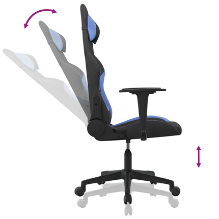 Gamingstol med massage svart och blå tyg
