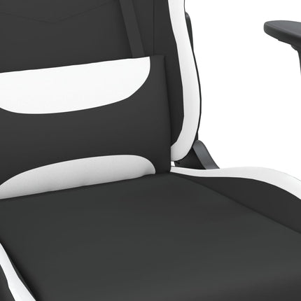 Gamingstol med massage svart och vit tyg