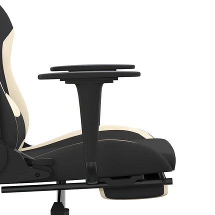 Gamingstol med fotstöd och massage svart och gräddvit tyg