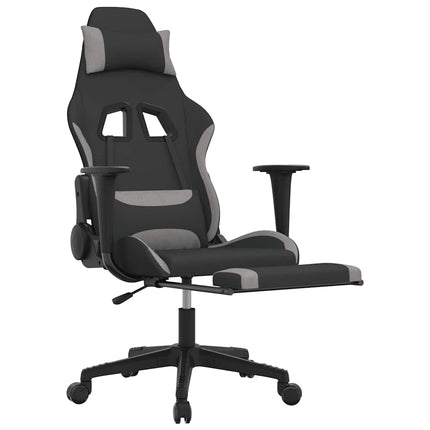 Gamingstol med fotstöd och massage svart och ljusgrå tyg