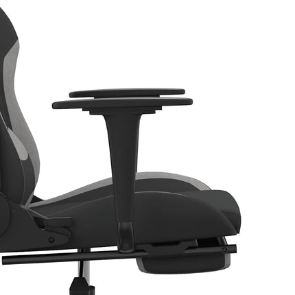Gamingstol med fotstöd och massage svart och ljusgrå tyg