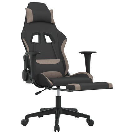 Gamingstol med fotstöd och massage svart och taupe tyg
