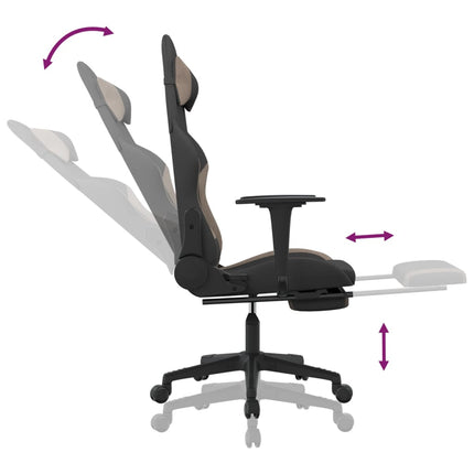 Gamingstol med fotstöd och massage svart och taupe tyg