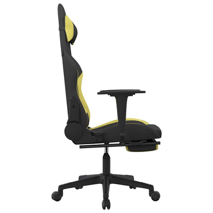 Gamingstol med fotstöd och massage svart och ljusgrön tyg