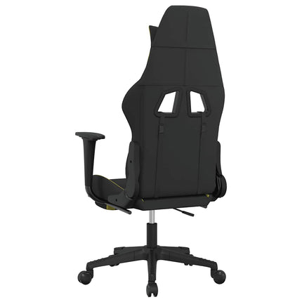 Gamingstol med fotstöd och massage svart och ljusgrön tyg